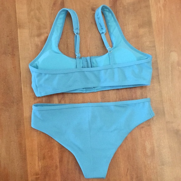SOLD!! Blue Front Button Ribbed Bikini - Picture 7 of 8